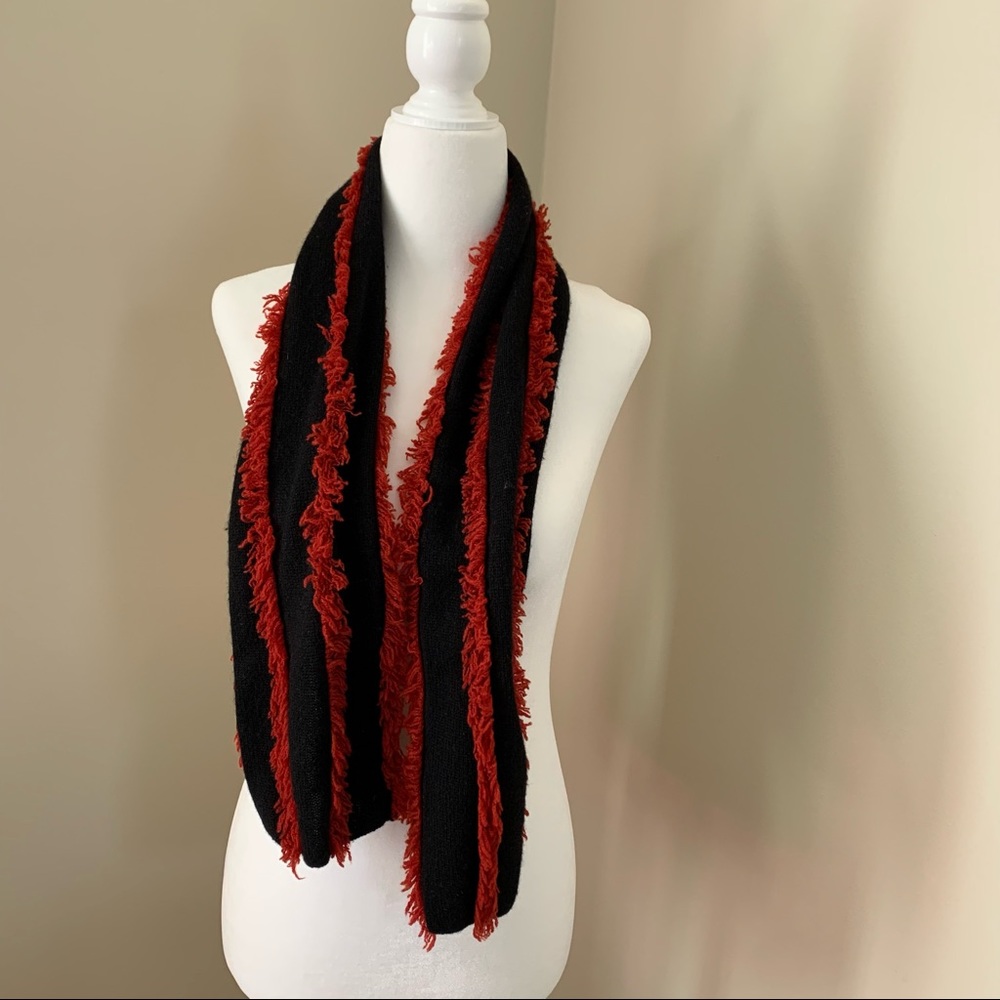 Black and Red Fringe Scarf